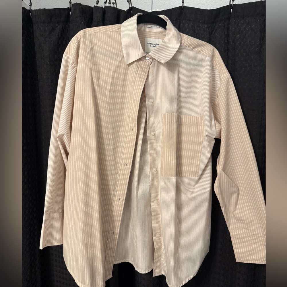 Abercrombie & Fitch Oversized Two-Tone Stripe Button Down Shirt NWT Small